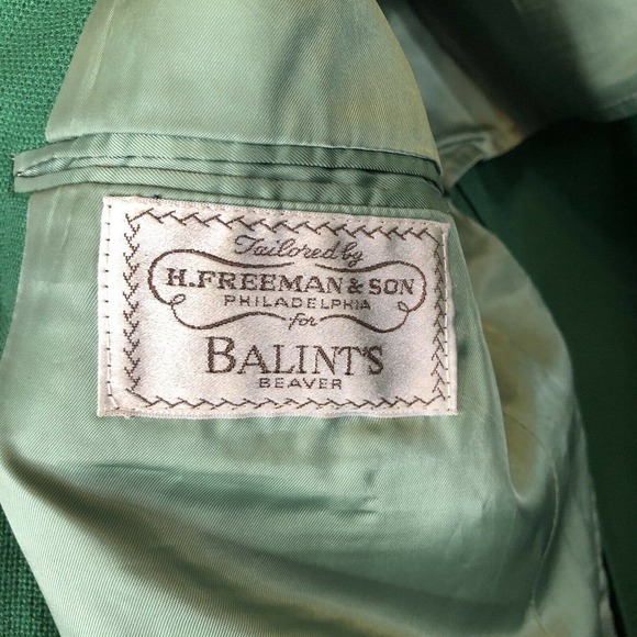 VTG Green Jacket Blazer Gold Buttons 42R Masters - Picture 4 of 5